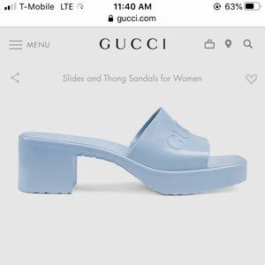 Women's Slide Sandal with Gucci Logo - Pastel Blue